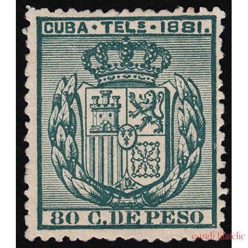 Cuba Telégrafos 54 1881 Escudo de España MH 