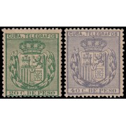 Cuba Telégrafos 66/67 1888 Escudo de España MNH 