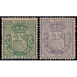 Cuba Telégrafos 66/67 1888 Escudo de España MNH Cuba Telégrafos 66/67 1888 Escudo de España MNH