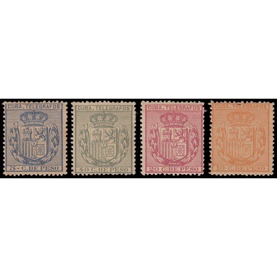 Cuba Telégrafos 73/76 1892 Escudo de España MH Cuba Telégrafos 73/76 1892 Escudo de España MH