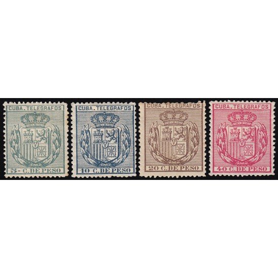 Cuba Telégrafos 81/84 1896 Escudo de España MH Cuba Telégrafos 81/84 1896 Escudo de España MH