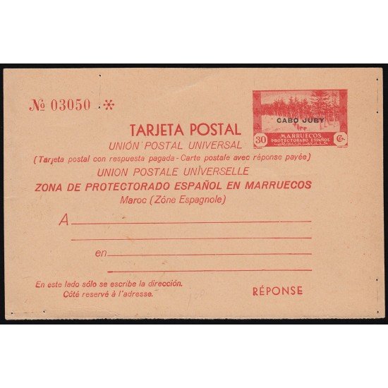 Cabo Juby Enteros Postales 3 1935 Tipos de Marruecos Habilitados Cabo Juby Enteros Postales 3 1935 Tipos de Marruecos Habilitados