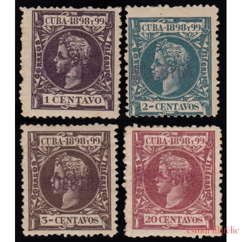 Cuba 159/61 y 168 M 1898 Alfonso XIII  MH