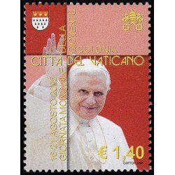 Vaticano 1408 2006 Jornadas de la Juventud. Retrato del Papa Benedicto XVI MNH Vaticano 1408 2006 Jornadas de la Juventud. Retrato del Papa Benedicto XVI MNH