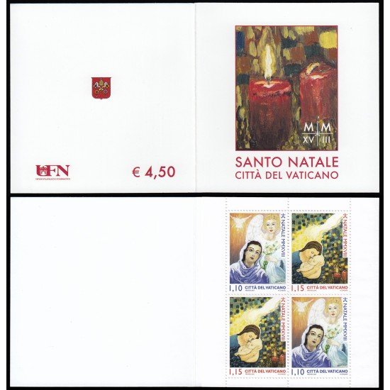 Vaticano C1802 2018 Carnet Navidad conteniendo 2 nº 1802 y 2 nº 1803 MNH MNH Vaticano C1802 2018 Carnet Navidad conteniendo 2 nº 1802 y 2 nº 1803 MNH MNH