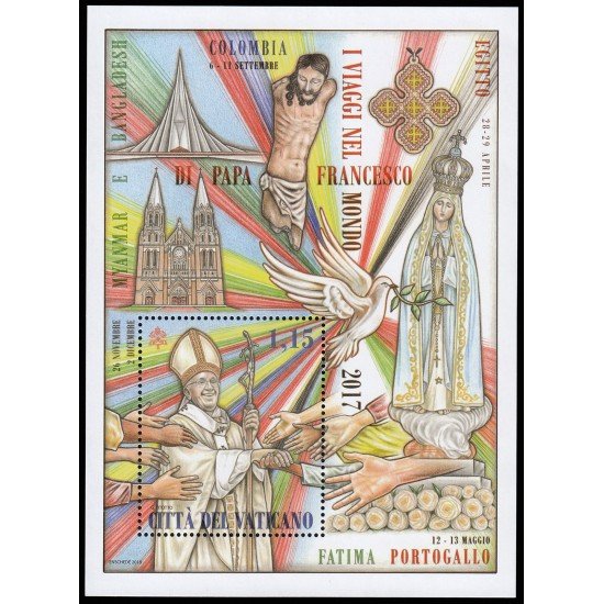 Vaticano F1799 2018 Hoja viajes de S.S . Francisco en el mundo en 2017 MNH Vaticano F1799 2018 Hoja viajes de S.S . Francisco en el mundo en 2017 MNH