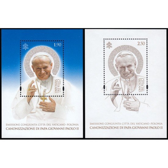 Vaticano 1657/58 2014 Hojas. Personalidad. Canonización S.Juan Pablo II MNH Vaticano 1657/58 2014 Hojas. Personalidad. Canonización S.Juan Pablo II MNH
