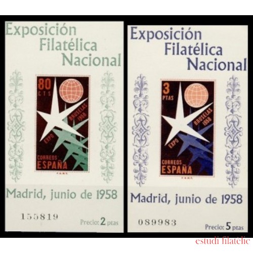 España Spain 1222/23 1958 Exposición Filatélica Nacional MNH