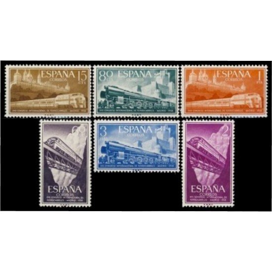 España Spain 1232/37 1958 XVII Congreso Internacional de Ferrocarriles Lujo MNH España Spain 1232/37 1958 XVII Congreso Internacional de Ferrocarriles Lujo MNH