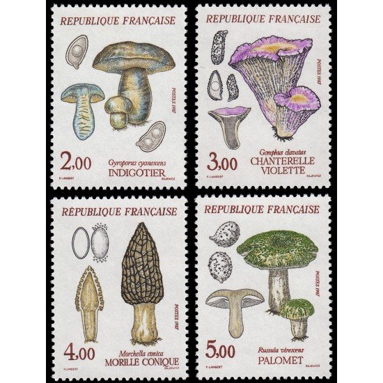 France Francia 2488/91 1987 Flora y fauna de Francia (V) Setas MNH France Francia 2488/91 1987 Flora y fauna de Francia (V) Setas MNH