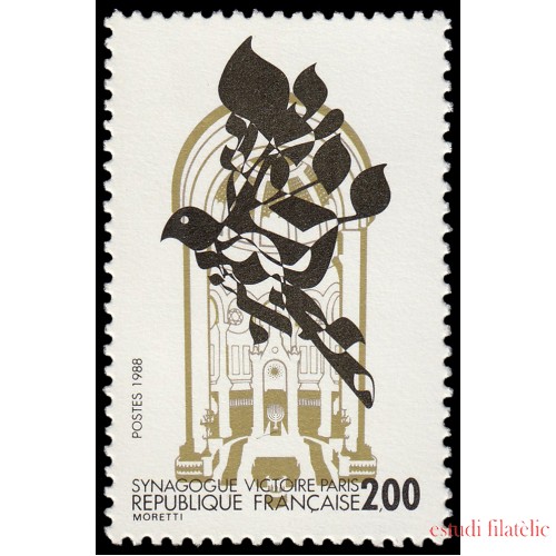 France Francia 2516 1988 La Gran Sinagoga de la Rue de la Victoire, París  MNH
