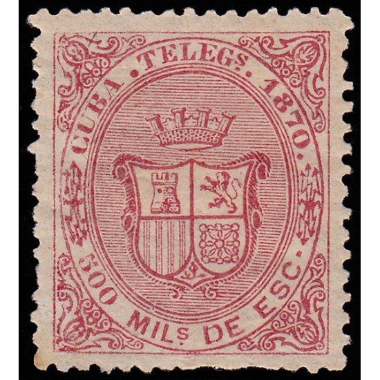 Cuba Telégrafos 8 1870 Escudo de España MH Cuba Telégrafos 8 1870 Escudo de España MH