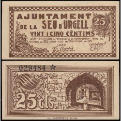 Billete local 1937 Ajuntament de Seu d Urgell 25 Cts. Billete local 1937 Ajuntament de Seu d Urgell 25 Cts.