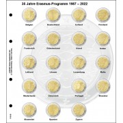 Lindner 1118-35 Hojas monedas conmemorativas 2 Euros 2022 Porgama Erasmus 