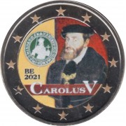 Bélgica 2021  2 € euros conmemorativos Color Monedas reinado Carlos V