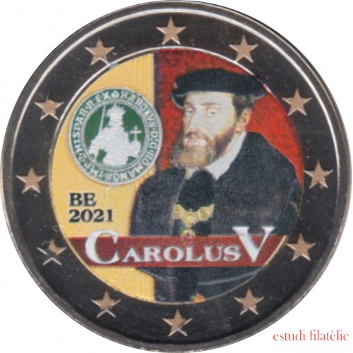 Bélgica 2021  2 € euros conmemorativos Color Monedas reinado Carlos V