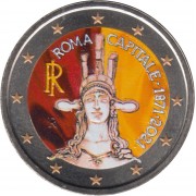 Italia 2021 2 € euros conmemorativos Color Roma Capital 