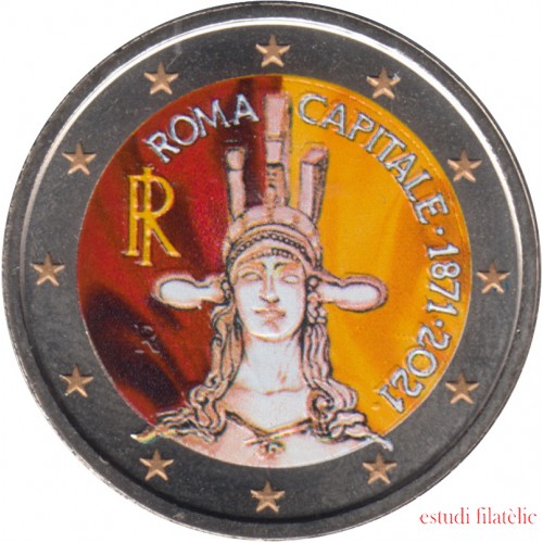 Italia 2021 2 € euros conmemorativos Color Roma Capital 