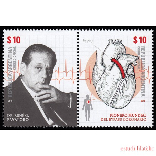 Argentina 3082/83 2015 René Favaloro Cardiólogo MNH