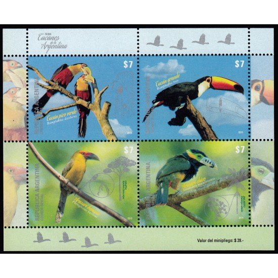 Argentina 3089/92 2015 Fauna Tucanes de Argentina MNH Argentina 3089/92 2015 Fauna Tucanes de Argentina MNH