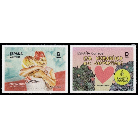 España Spain 5585/86 2022 Valores cívicos MSF i AI MNH Tarifa B Tarifa D España Spain 5585/86 2022 Valores cívicos MSF i AI MNH Tarifa B Tarifa D