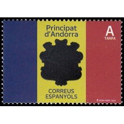 Andorra Española 522 2022 Bandera y escudo de Andorra MNH Tarifa A Andorra Española 522 2022 Bandera y escudo de Andorra MNH Tarifa A