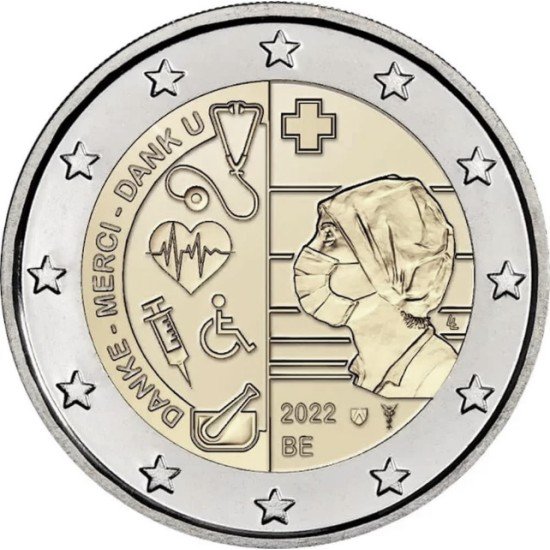 Bélgica 2022 2 € euros conmemorativos Covid Bélgica 2022 2 € euros conmemorativos Covid