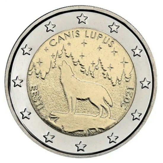 Estonia 2021 2 € euros conmemorativos Lobo Estonia 2021 2 € euros conmemorativos Lobo