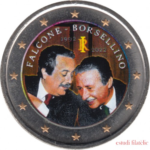 Italia 2022 2 € euros conmemorativos Color Falcone - Borsellino