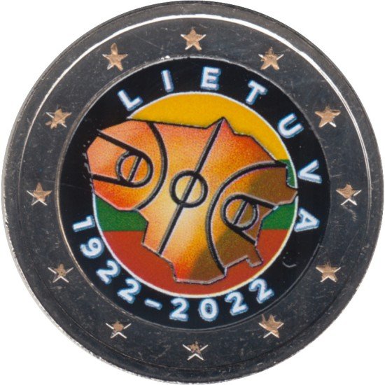 Lituania 2022 2 € euros conmemorativos Color Baloncesto