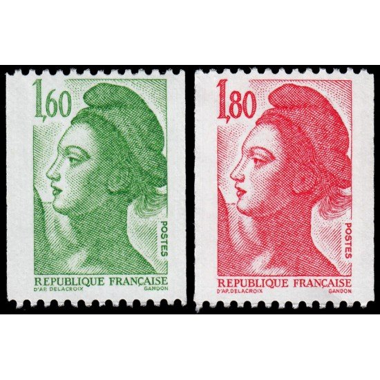 France Francia 2222/23 1982 Libertad de Delacroix MNH France Francia 2222/23 1982 Libertad de Delacroix MNH