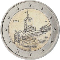Alemania 2022 2 € euros conmemorativos Turingia ( 5 cecas ) Alemania 2022 2 € euros conmemorativos Turingia ( 5 cecas )