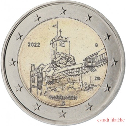 Alemania 2022 2 € euros conmemorativos Turingia ( 5 cecas )