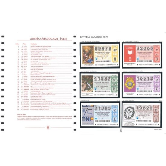 España Spain Lotería Suplemento 2020 SABADOS