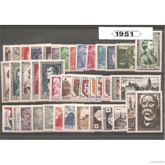 Francia France 1951 Año Completo MH Francia France 1951 Año Completo MH
