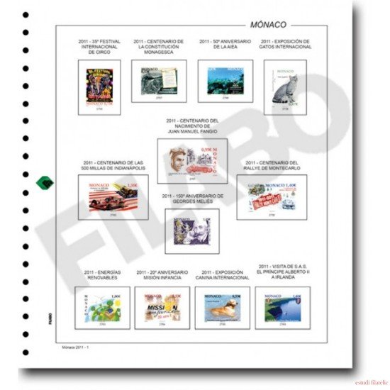 Filabo hojas álbum de sellos de Mónaco 2021 montado con protectores Filabo hojas álbum de sellos de Mónaco 2021 montado con protectores