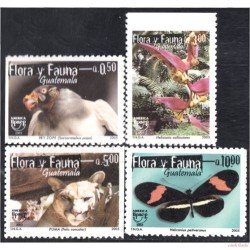 Upaep Guatemala 527/30 2005 Flora y Fauna Mariposa Tigre Cóndor MNH Upaep Guatemala 527/30 2005 Flora y Fauna Mariposa Tigre Cóndor MNH