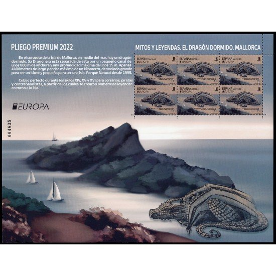 España Pliego Premium 122 2022 Mitos y leyendas. El dragón dormido. Mallorca. Tarifa B MNH España Pliego Premium 122 2022 Mitos y leyendas. El dragón dormido. Mallorca. Tarifa B MNH