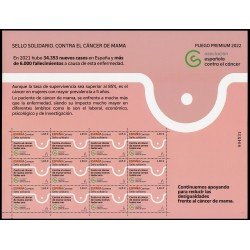 España Pliego Premium 129 2022 Sello solidario contra el cáncer de mama MNH España Pliego Premium 129 2022 Sello solidario contra el cáncer de mama MNH