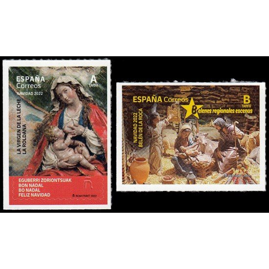 España Spain 5622/23 2022 Navidad. La Virgen de la Leche. Belén de Roca MNH Tarifa A Tarifa B España Spain 5622/23 2022 Navidad. La Virgen de la Leche. Belén de Roca MNH Tarifa A Tarifa B