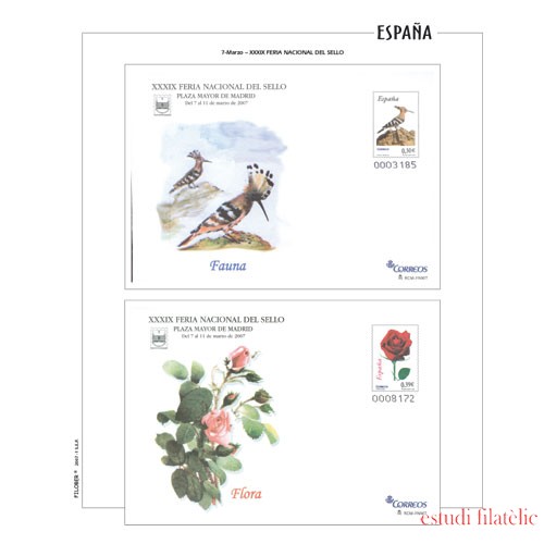 Hojas sellos España Filober color Sobre Entero Postales 2007 sin montar