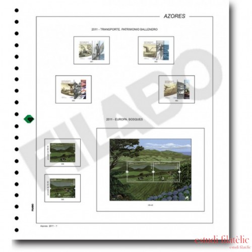 Filabo hojas de sellos de Azores y Madeira montado con protectores 2022