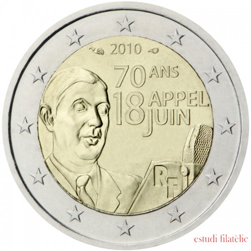 Francia 2010 2 € euros conmemorativos 70º Av. del 18 de junio