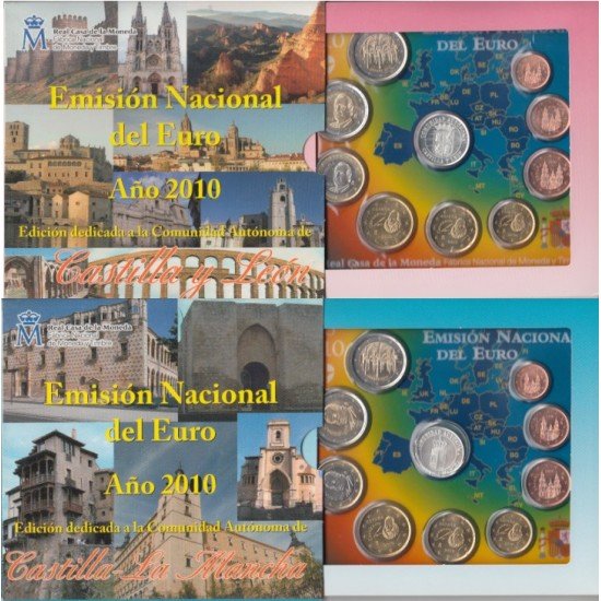 España Spain 2010 2 Carteras Oficicles Euros € Serie Autonomías Castilla León Castilla La Mancha + 2€ con. Mezquita Córdoba + 2 medallas plata escudo España Spain 2010 2 Carteras Oficicles Euros € Serie Autonomías Castilla León Castilla La Mancha + 2€ con. Mezquita Córdoba + 2 medallas plata escudo