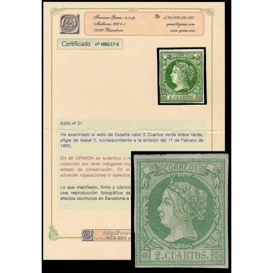 España Spain 51 1860/1861 Isabell II MH España Spain 51 1860/1861 Isabell II MH