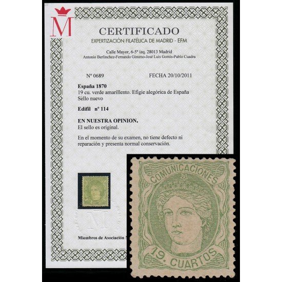 España Spain 114 1870 Efigie Alegórica de España MH España Spain 114 1870 Efigie Alegórica de España MH