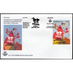 España Spain 5597 2022 Deportes 100 años Federacón Española de Deportes Montaña y Escalada SPD Sobre Primer Día España Spain 5597 2022 Deportes 100 años Federacón Española de Deportes Montaña y Escalada SPD Sobre Primer Día