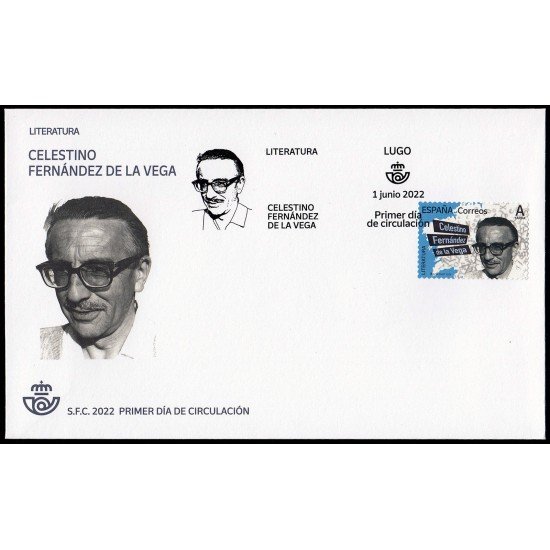 España Spain 5580 2022 Literatura Celestino Fernández de la Vega SPD Sobre Primer Día Tarifa A España Spain 5580 2022 Literatura Celestino Fernández de la Vega SPD Sobre Primer Día Tarifa A
