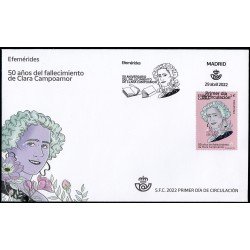 España Spain 5569 2022 Efemérides 50 años fallecimiento Clara Campoamor SPD Sobre Primer Día España Spain 5569 2022 Efemérides 50 años fallecimiento Clara Campoamor SPD Sobre Primer Día