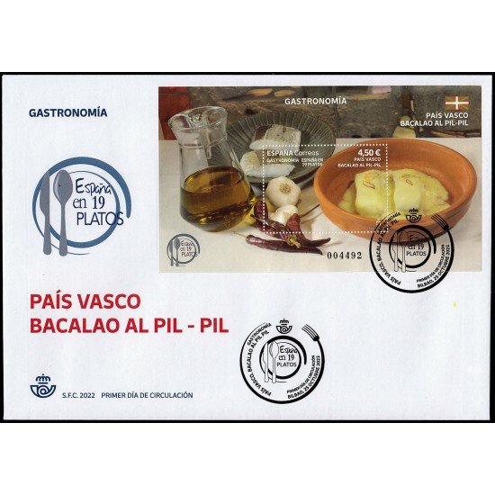 España Spain 5616 2022 Gastronomía País Vasco Bacalao al Pil-Pil SPD Sobre Primer Día España Spain 5616 2022 Gastronomía País Vasco Bacalao al Pil-Pil SPD Sobre Primer Día
